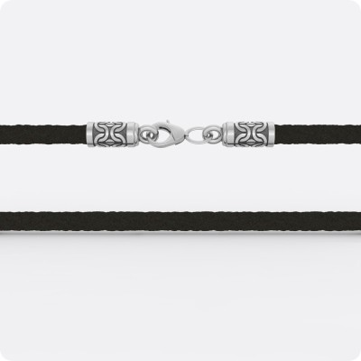 Шнур из полиэфирного шелка с Серебряными концевиками (4мм) Арт.-2717-01